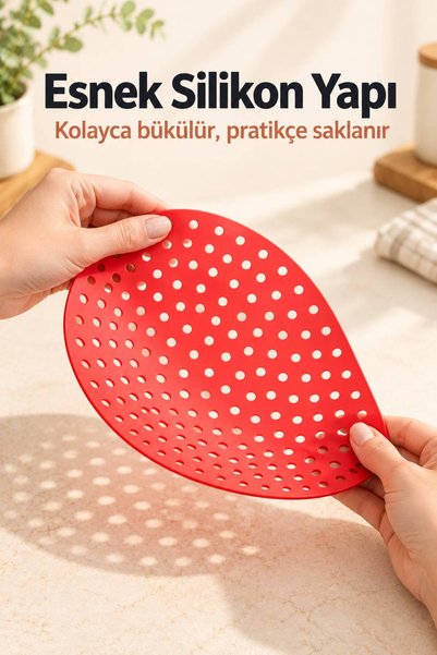 Evgereçlerim Silikon Airfryer Pişirme Matı 23 cm Delikli Yıkanabilir Isıya Dayanıklı