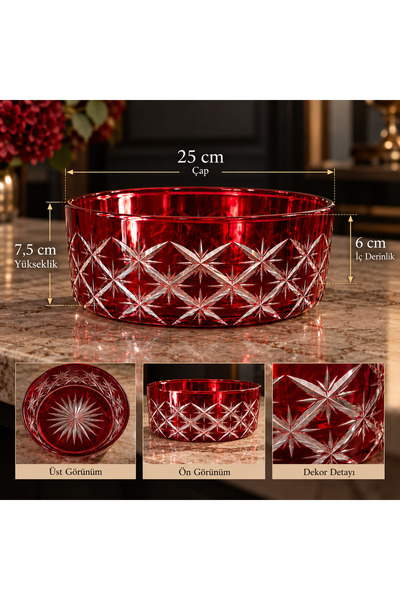 AYZ HOME 25 cm Cut Crystal Glass Bowl – Handcrafted Colorful Candy Bowl and P...