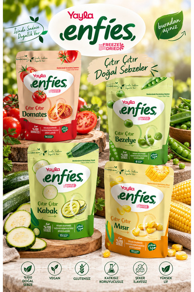 Yayla Enfies Freeze Dried Dondurularak Kurutulmuş Çıtır Sebze 4’Lü