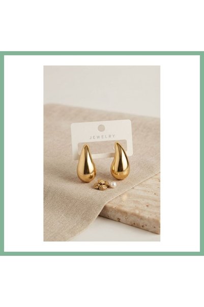 BŞK VİRGO Gold Color Drop Earrings 30 mm Bsk2026