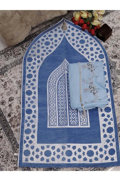 Generic Brand طقم صلاة أنيق (سجادة فاخرة مع شرشف صلاة مطرز وسبحة