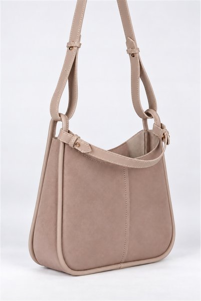 Vivaq Women's Selvi Dark Brown Suede Double-Strap Shoulder Bag with Zipper Cl...