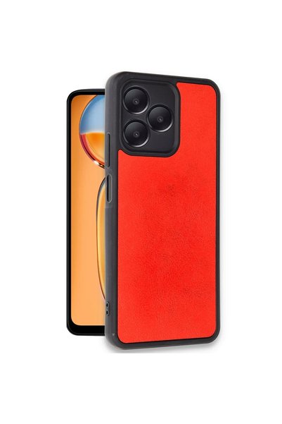 kumkumticaret غطاء حماية من الجلد لهاتف Realme Note 50 4G - أحمر