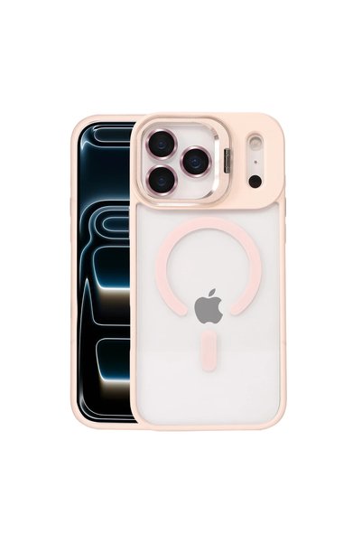 kumkumticaret غطاء جوكو لـ Apple iPhone 17 Pro مع عدسة ريميم وحامل ماجسيف - وردي