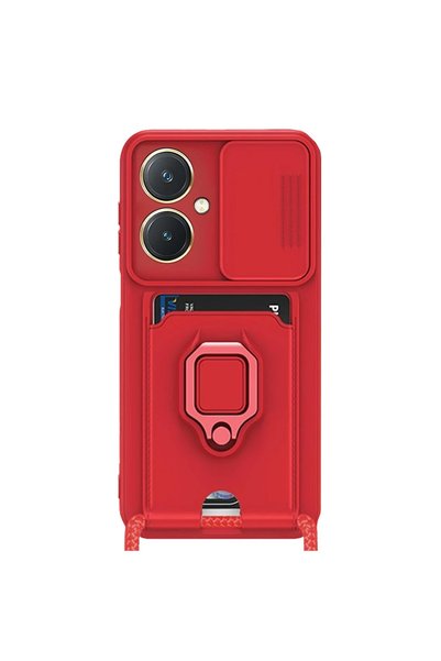 kumkumticaret Vivo Y27 Case Zuma with Business Card and Ring Silicone - Red