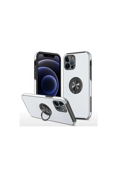 kumkumticaret Apple iphone 12 pro case elite ring cover - silver