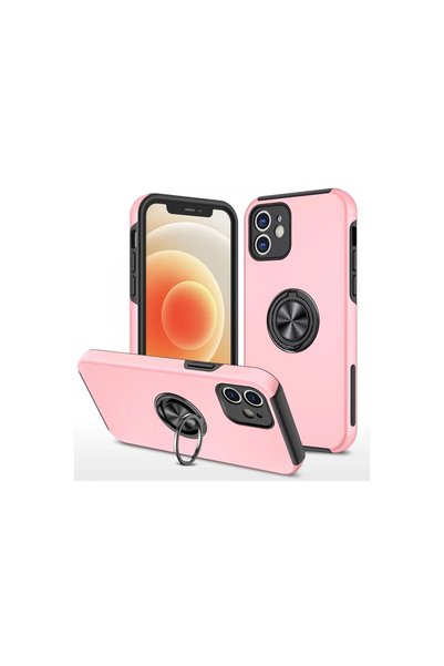 kumkumticaret Apple iphone 12 case elite ring cover - pink
