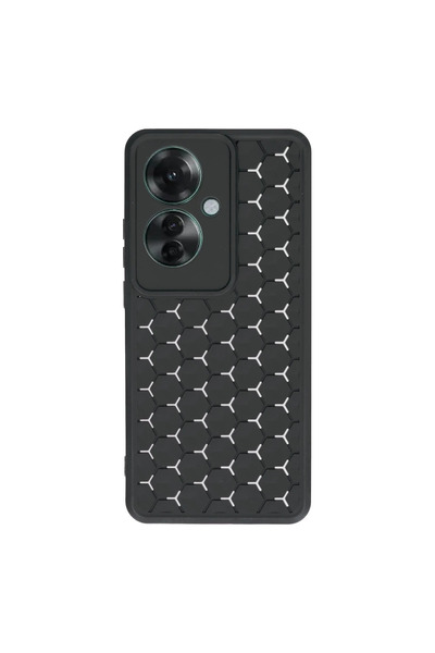 kumkumticaret Oppo Reno 11F Case Honeycomb Silicone Cover - Black
