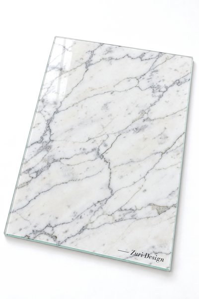 ZURİ DESİGN Marble Patterned Tempered Glass Cutting Board 25X35 cm Presentati...