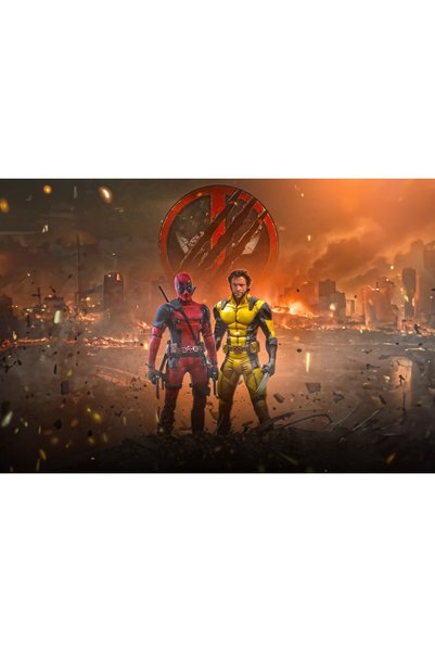 OEM Poster Deadpool și Wolverine într-un oraș în flăcări, 61x90 cm, poster15901