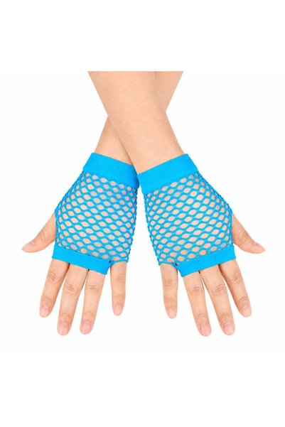 Generic Brand 11cm Blue Turquoise Retro Fishnet Fingerless Gloves Costume for...