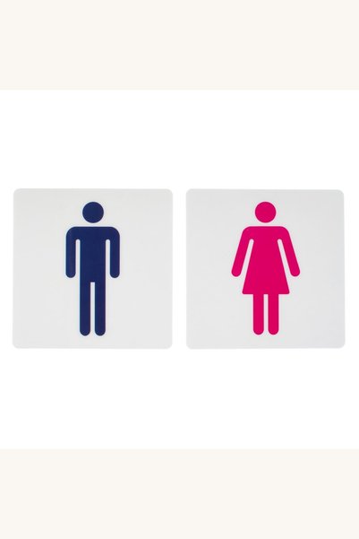 Comerivo Set 2 autocolante pentru semnalizare WC bărbați și femei, 12x12 cm