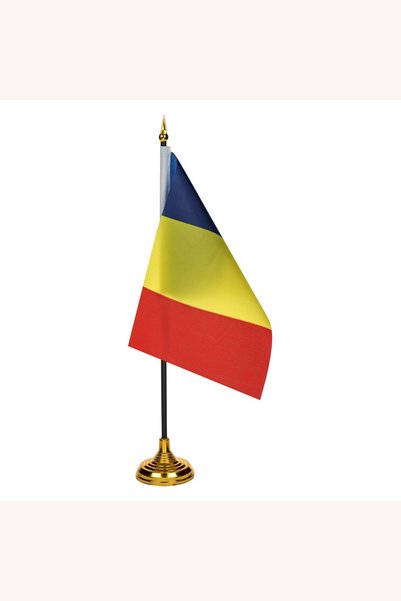 Comerivo Steag tricolor romanesc cu suport 30cm pentru decor si manifestari