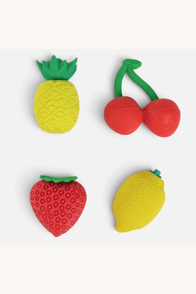Comerivo 4 Radiere Fructe 3D Colorate pentru Scoala si Birou