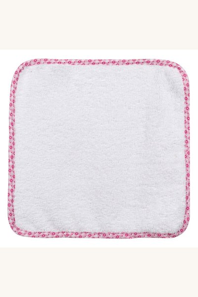 Comerivo Prosop mic bumbac pentru copii, roz cu flori, 30x30cm