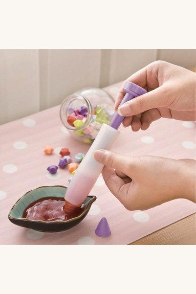 Comerivo Dispenser decorare tort tip pix cu 4 varfuri, silicon, 15cm