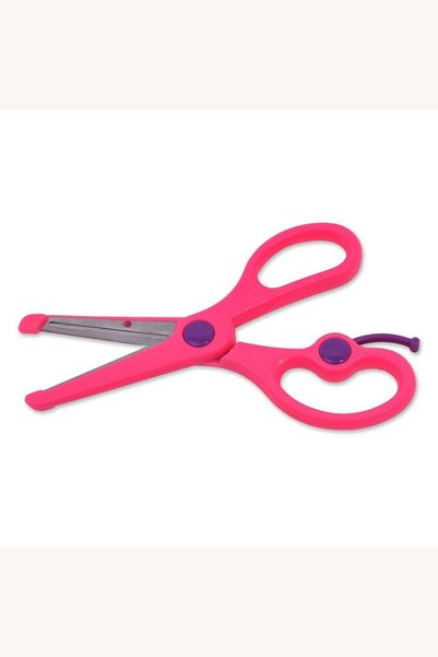 Comerivo Foarfeca Scolara cu Varf Rotund Fucsia, 13.5cm, Lame Inoxidabile