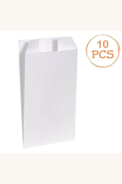 Comerivo Pungi albe din hartie pentru cadouri, set 10 bucati, 12x8x21cm