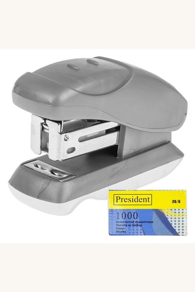 Comerivo Set capsator mini argintiu cu 1000 capse Nr. 26/6 incluse