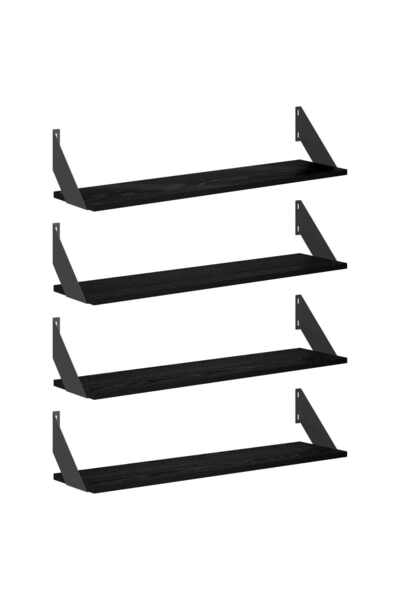 vidaxl Șemele de perete 4 buc. Stejar Negru 80 x 20 x 17 cm
