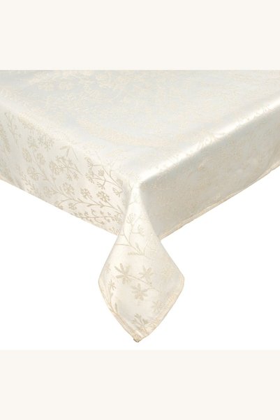 Comerivo Fata de masa decorativa pentru sarbatori, ecru cu broderie aurie, 24...