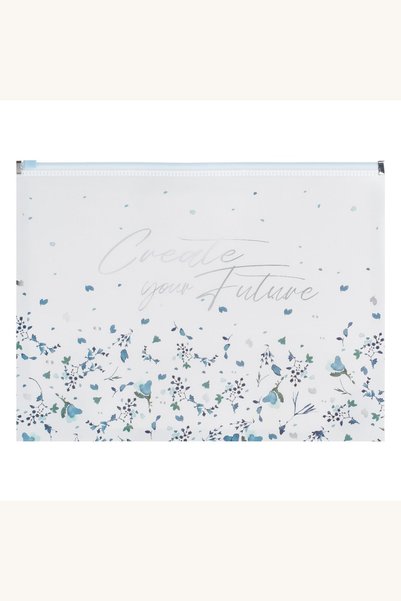 Comerivo Mapa arhivare cu fermoar, plastic albastru, model floral, format A4,...