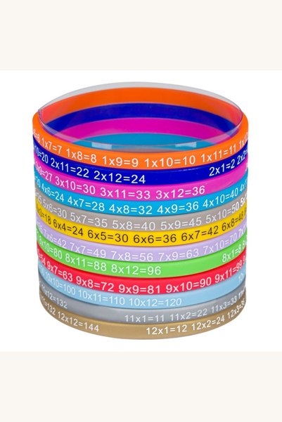 Comerivo Set 12 bratari colorate cu tabla inmultirii pentru invatare distractiva