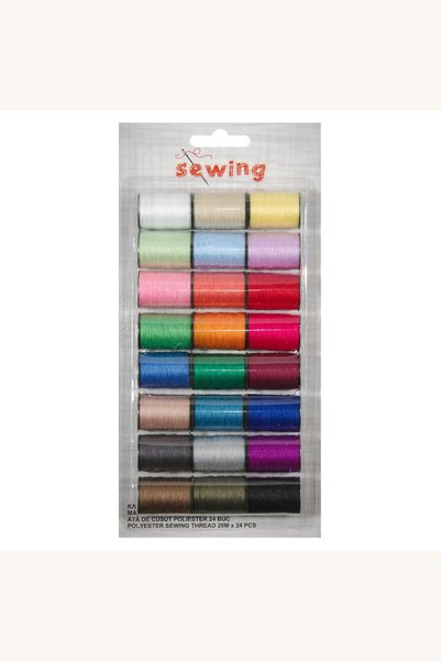 Comerivo Ata de cusut multicolora, set 24 bucati x 20m pentru toate proiectel...