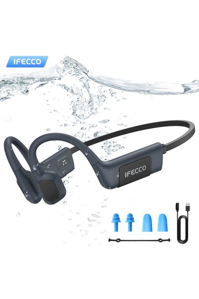 Generic سماعات أذن لاسلكية رياضية IFECCO IPX8 مقاومة للماء مع إضاءة LED وتقني...