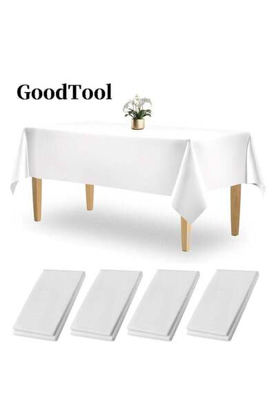 Arabest 4 Pack Disposable Tablecloths Plastic Rectangle Table Cloth Waterproo...