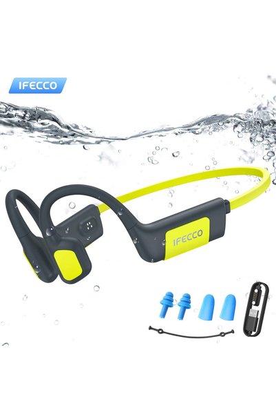 Generic سماعات أذن لاسلكية رياضية IFECCO IPX8 مقاومة للماء مع إضاءة LED وتقني...