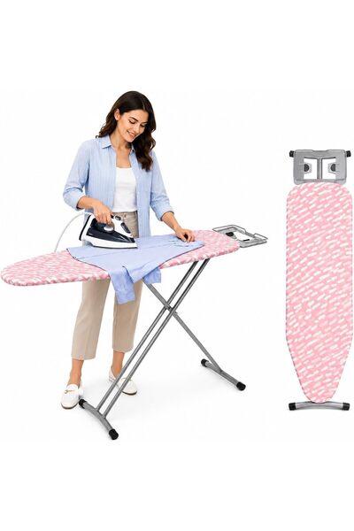 KMARKA Adjustable Mesh Ironing Board 120 x 38 cm with Removable 100% Cotton C...