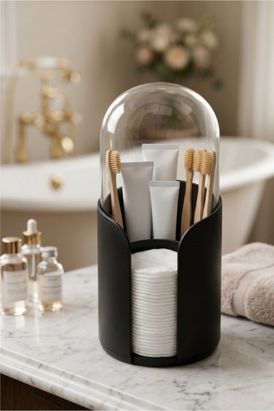 Mkats Olivia Brush Black Bathroom Organizer