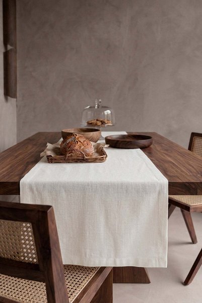 Mkats Linen Cotton Runner 40X130 Washed Table Runner