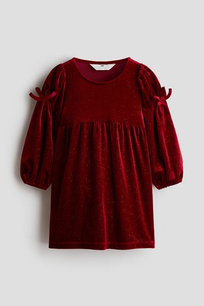 H&M Fiyonk Detaylı Velur Elbise