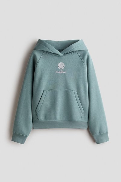 H&M Kapüşonlu ve Baskılı Oversize Üst