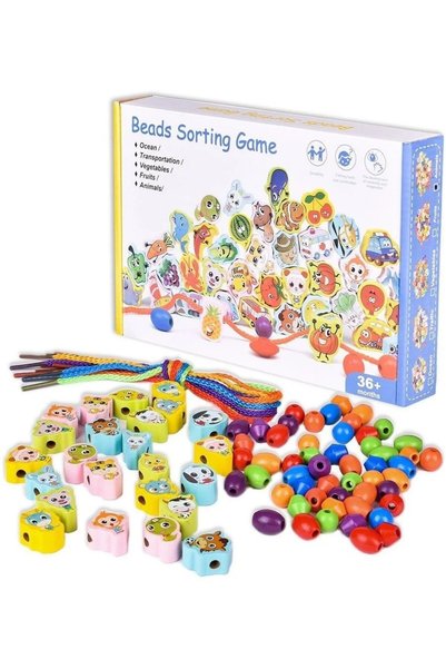 Salma Set educativ de snuruit si sortare cu margele colorate pentru dezvoltar...