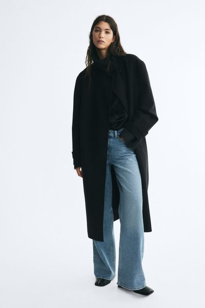 H&M Kuşaklı ve Boru Yakalı Kaban