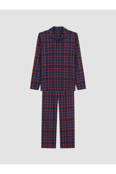 LC Waikiki Esvab • Modern & Distinctive Checkered Embroidered Men's Pajama Set