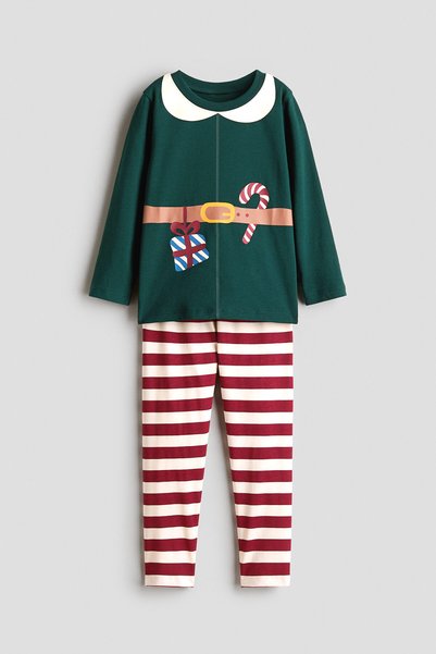 H&M Pamuklu ve Baskılı Pijama Takımı