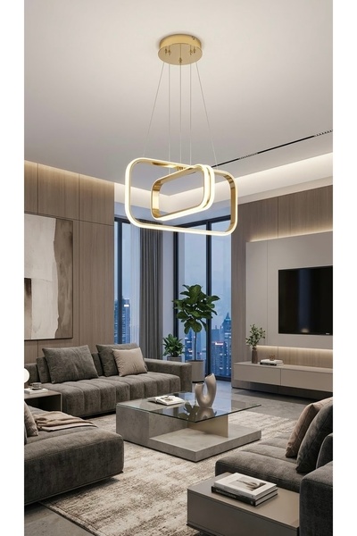 ADOĞAN TEOS 2 Lİ KARE KROM KASA LED AVİZE KUMANDALI SALON VE OTURMA ODASI