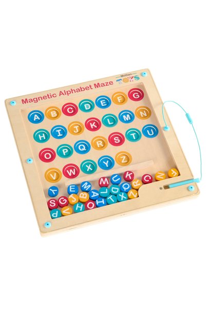 ETOY Tabla magnetica Montessori, Alfabet din lemn si Labirint