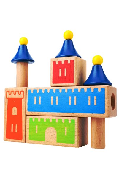 Salma Joc de logica din lemn in forma de castel, multicolor, Montessori