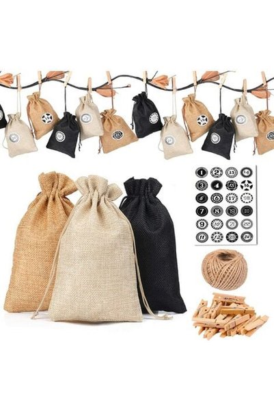 Noonedibs 24 de pungi din material textil pentru calendarul de Advent, 24 de ...