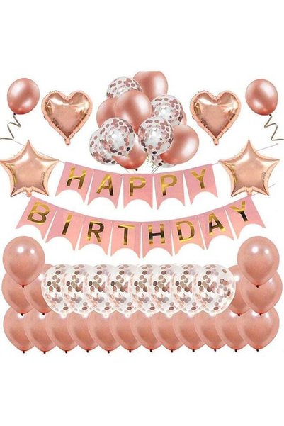 Arabest Rose Gold Birthday Party Decoration Set,Fringe Rain Curtain and Reusa...
