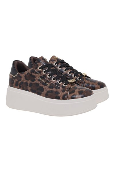Renato Garini Γυναικεία Παπούτσια Sneakers 158-19R Λεοπάρ Σπαστό Μαύρο V119R1...