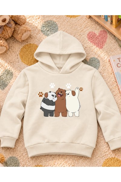 Toum Cute Bear's Printed Hooded Unisex Kids Sweatshirt