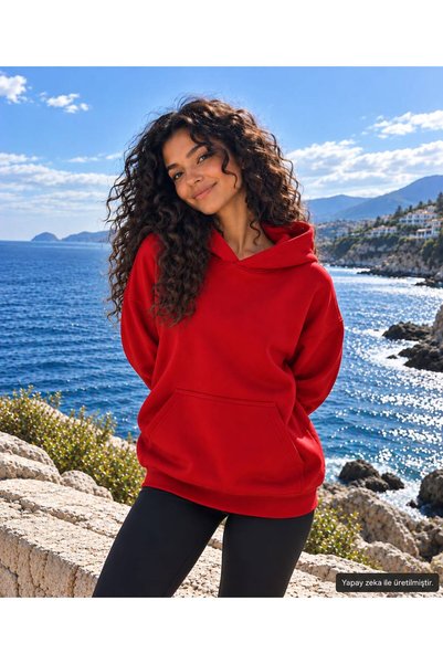 caddekombin Women's Melange Basic Hooded Sweatshirt - Flowy Comfortable Cut S...