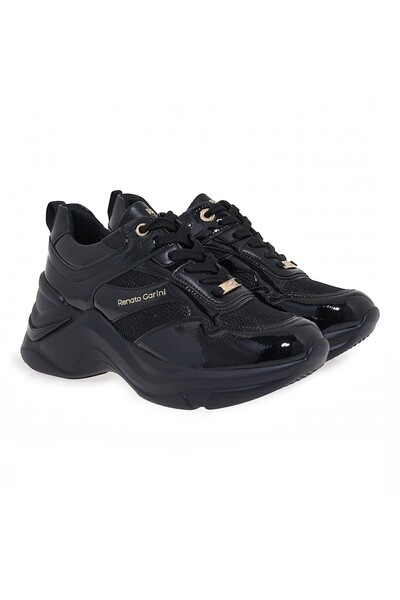 Renato Garini Γυναικεία Παπούτσια Sneakers 164-19R ΜΑΥΡΟ ΒΕΡΝΙ ΣΠΑΣΤΟ ΜΑΥΡΟ X...