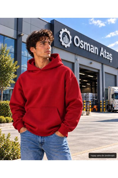 caddekombin Men's Melange Basic Hooded Sweatshirt - Draped Comfortable Fit Sw...